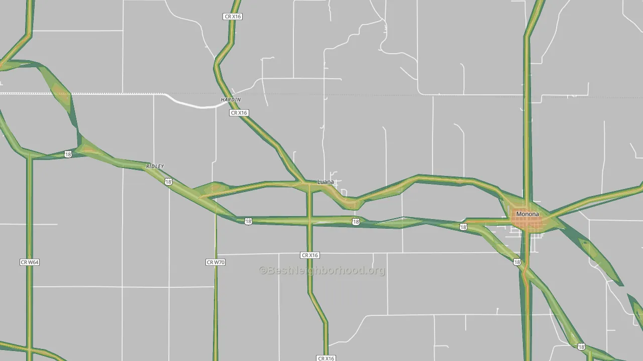 52156, IA Map of Noise Levels in 52156