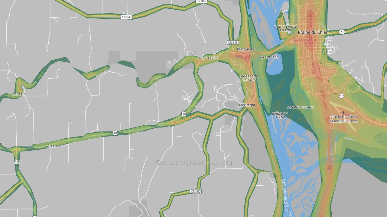 52157, IA Map of Noise Levels in 52157