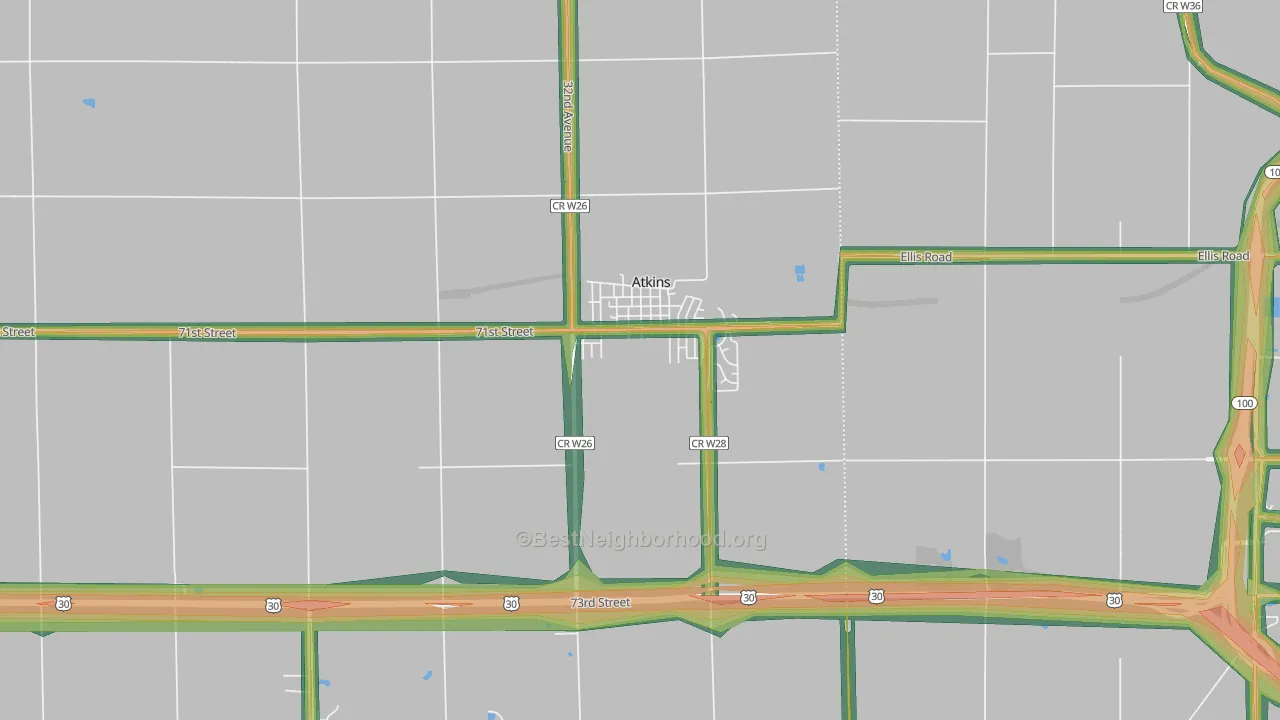 52206, IA Map of Noise Levels in 52206