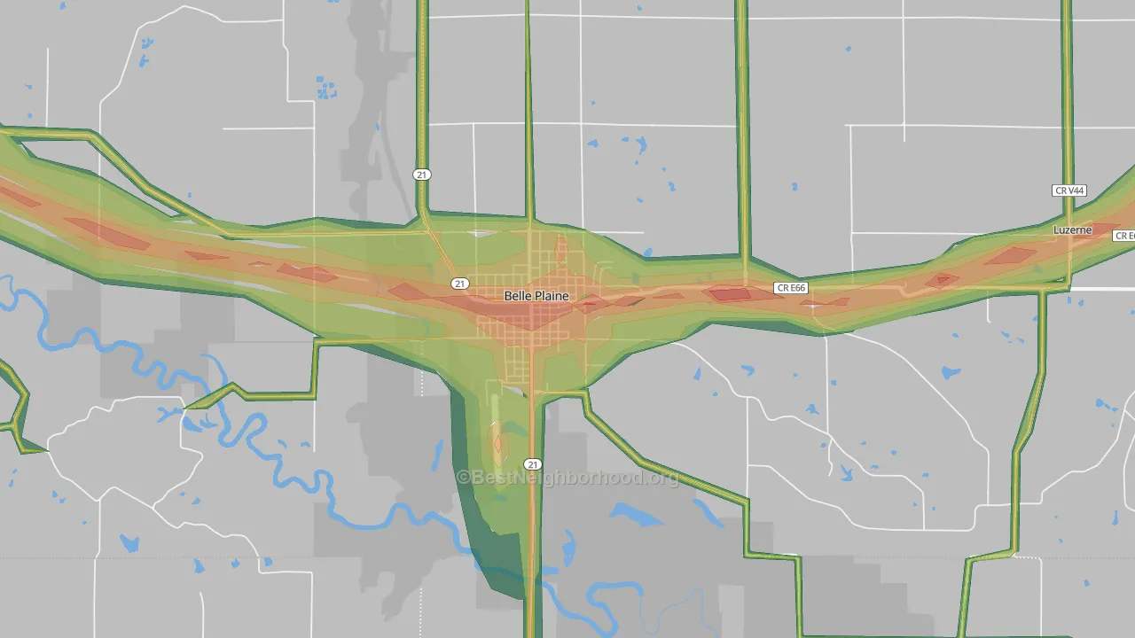 52208, IA Map of Noise Levels in 52208