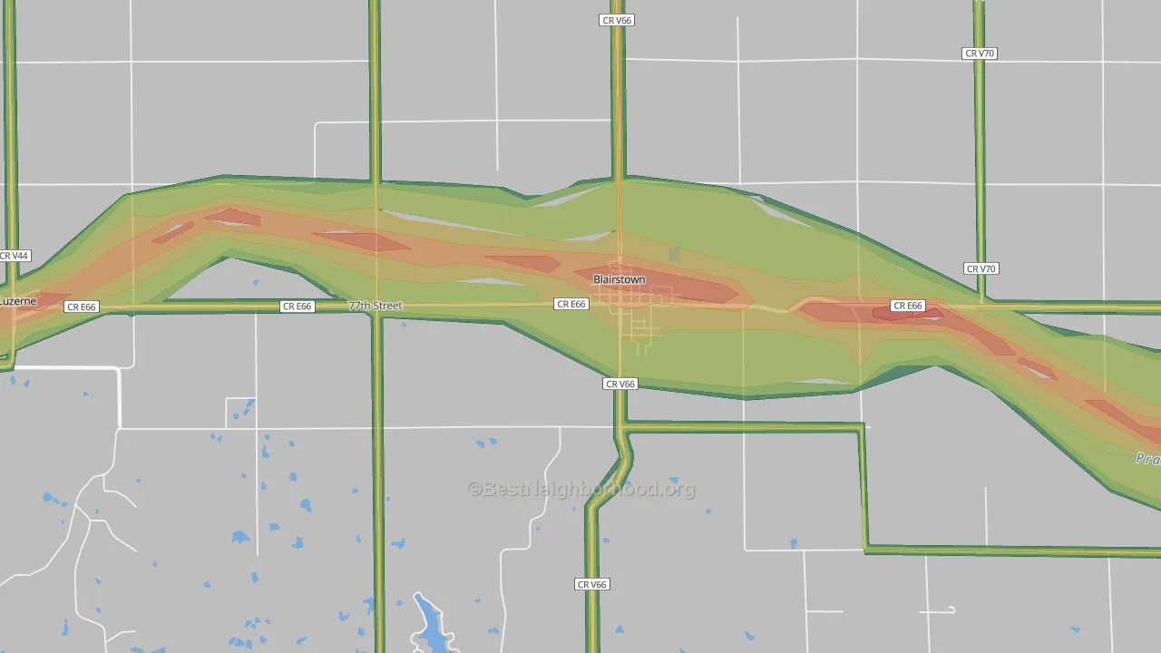 52209, IA Map of Noise Levels in 52209