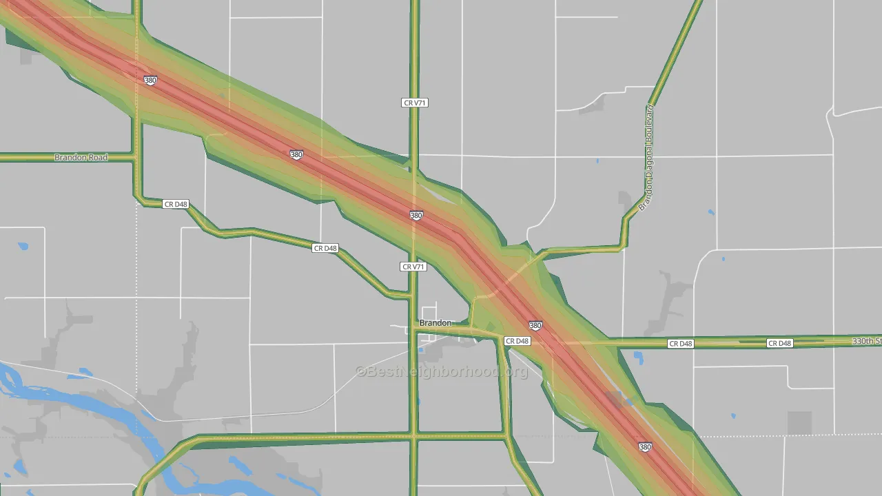 52210, IA Map of Noise Levels in 52210