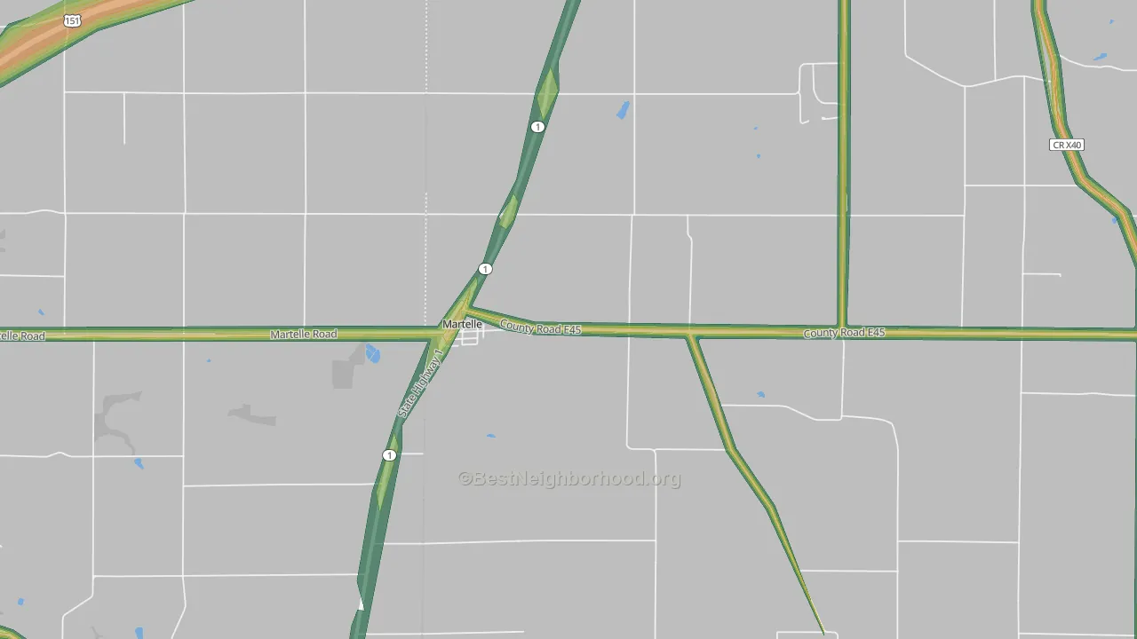 52305, IA Map of Noise Levels in 52305