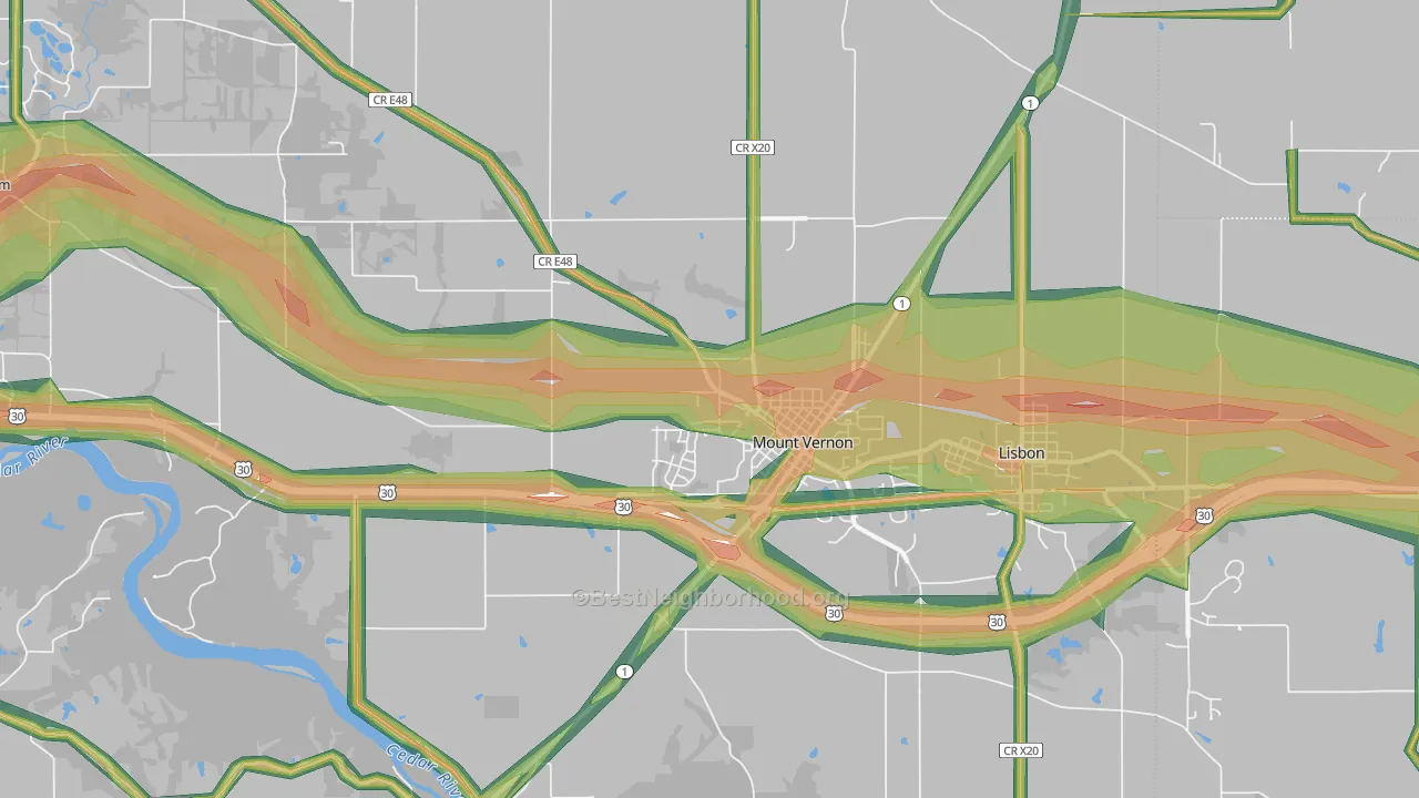 52314, IA Map of Noise Levels in 52314