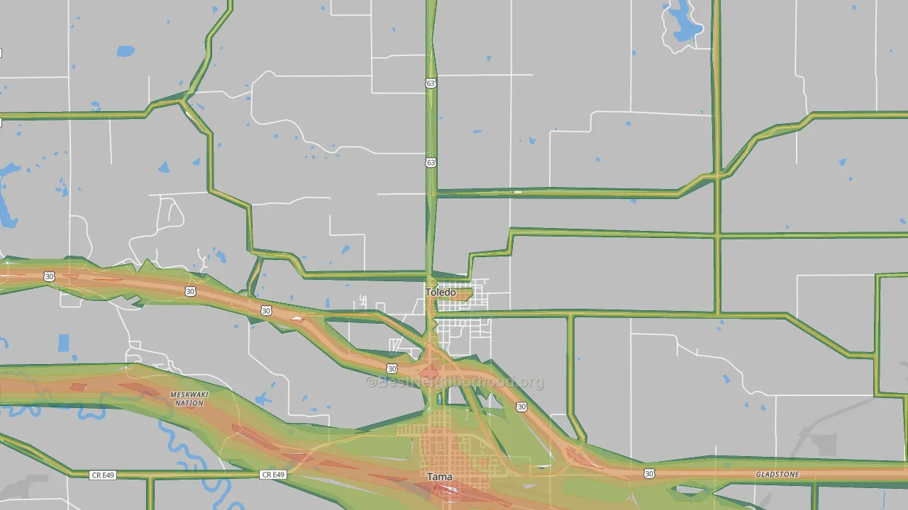 52342, IA Map of Noise Levels in 52342