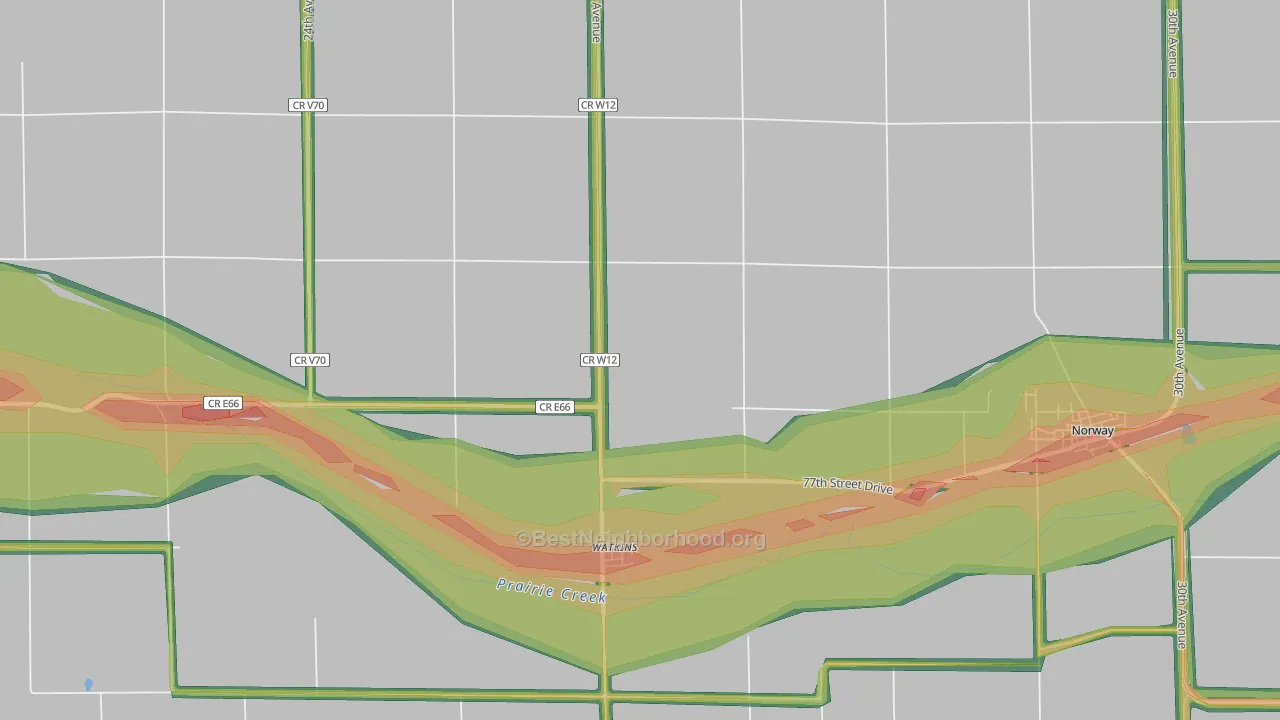 52354, IA Map of Noise Levels in 52354