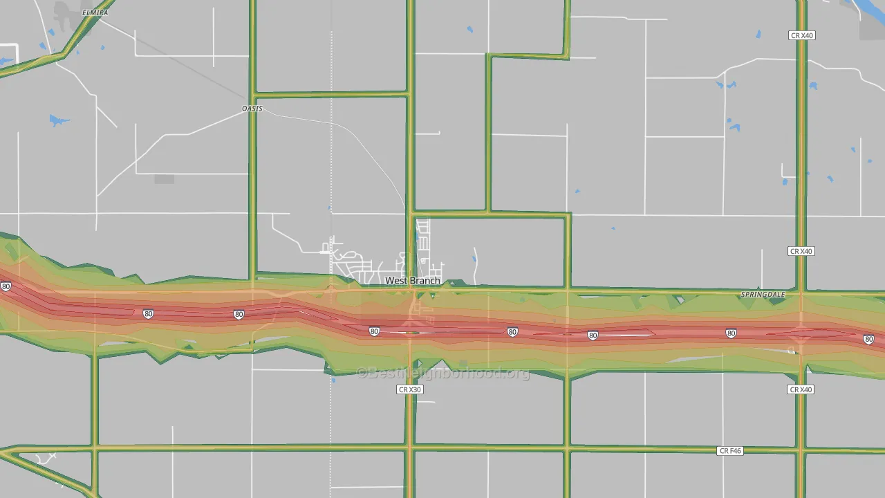 52358, IA Map of Noise Levels in 52358