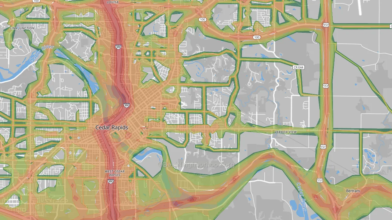 52403, IA Map of Noise Levels in 52403