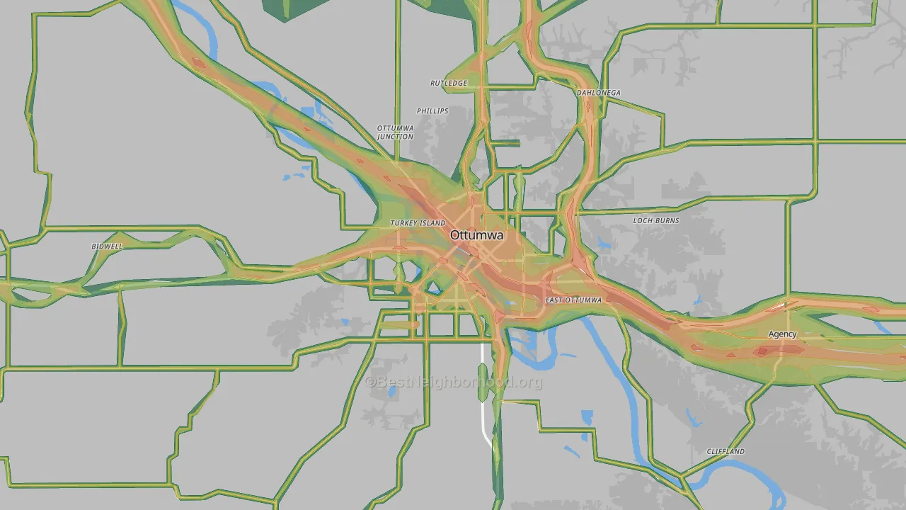 52501, IA Map of Noise Levels in 52501