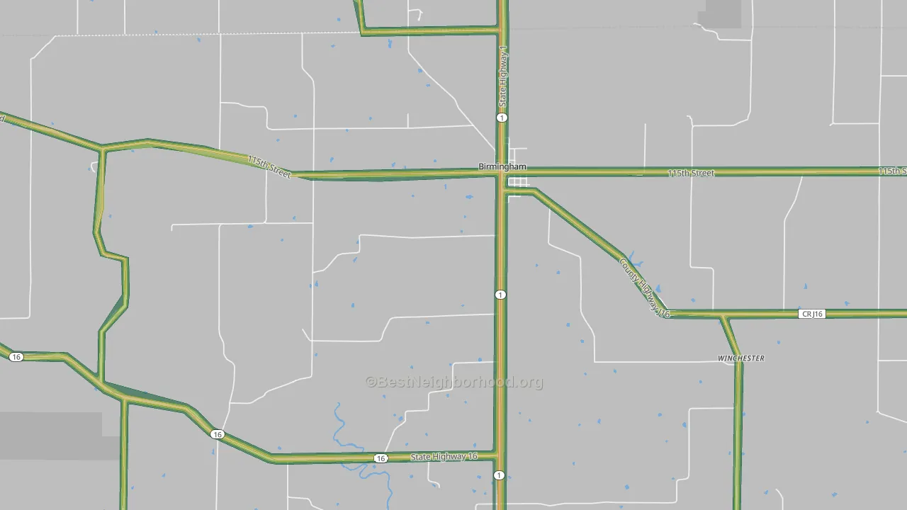 52535, IA Map of Noise Levels in 52535