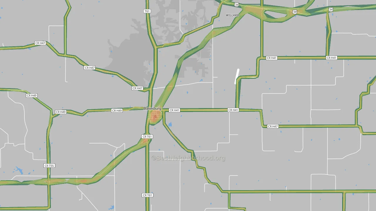 52536, IA Map of Noise Levels in 52536
