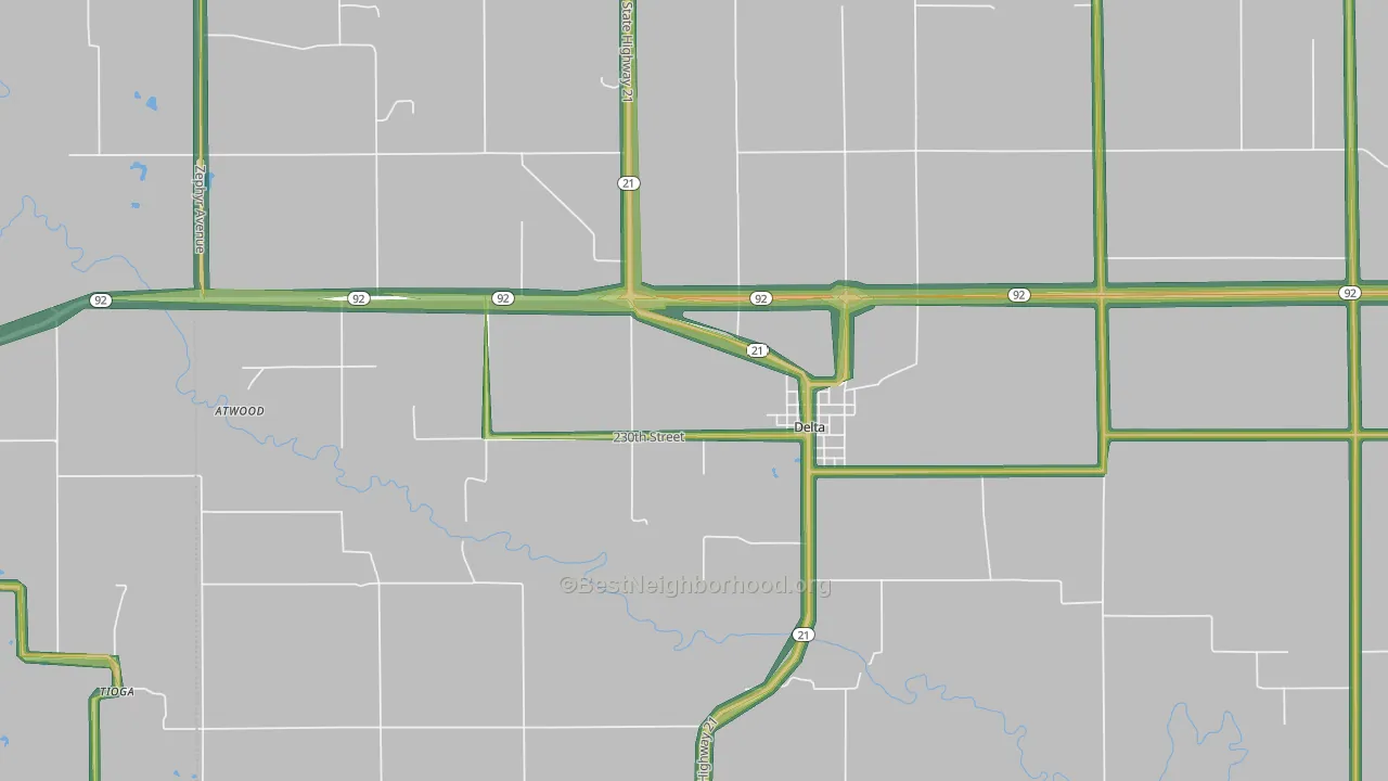 52550, IA Map of Noise Levels in 52550