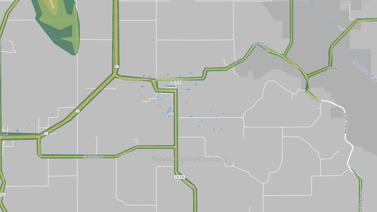52555, IA Map of Noise Levels in 52555