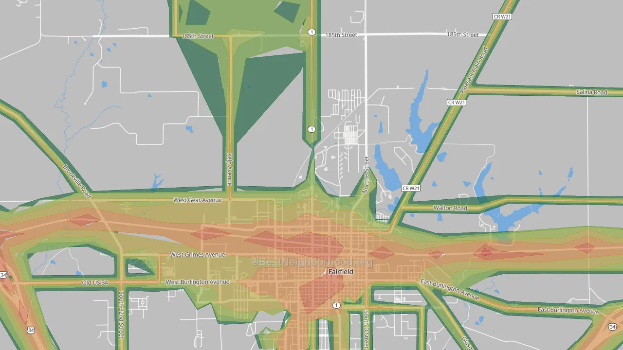 52557, IA Map of Noise Levels in 52557