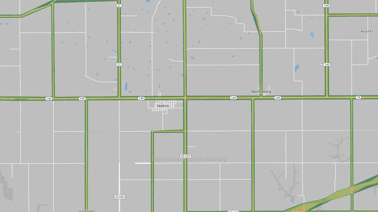 52563, IA Map of Noise Levels in 52563