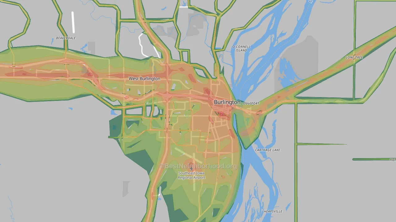52601, IA Map of Noise Levels in 52601