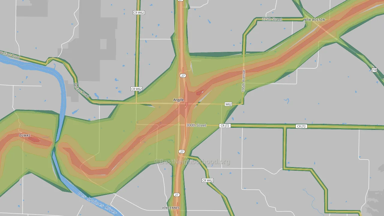 52619, IA Map of Noise Levels in 52619