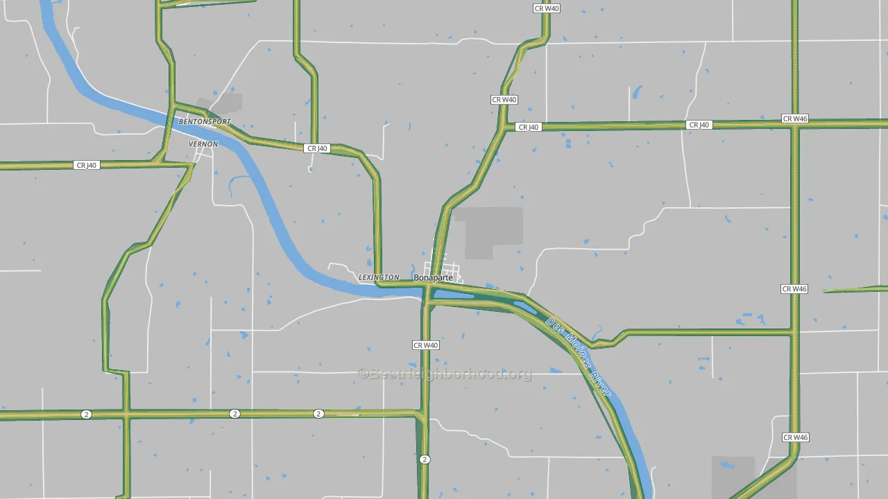 52620, IA Map of Noise Levels in 52620