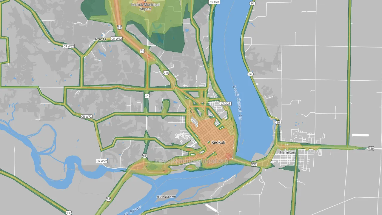 52632, IA Map of Noise Levels in 52632