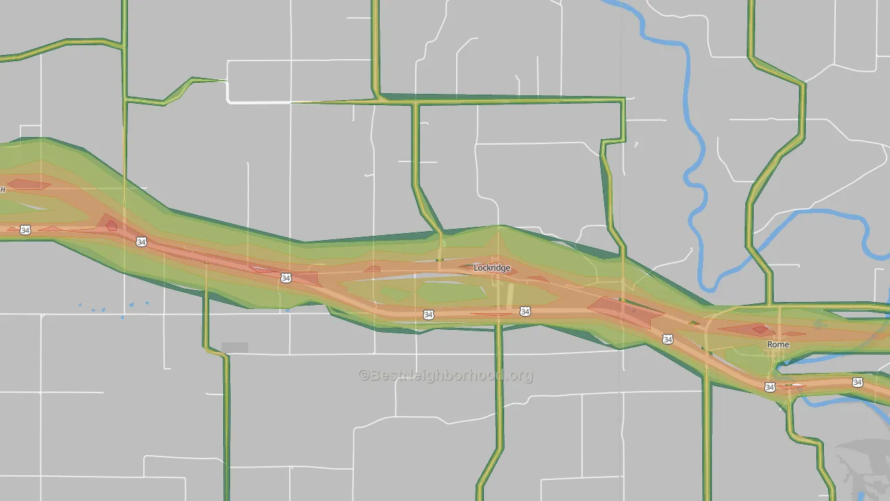 52635, IA Map of Noise Levels in 52635