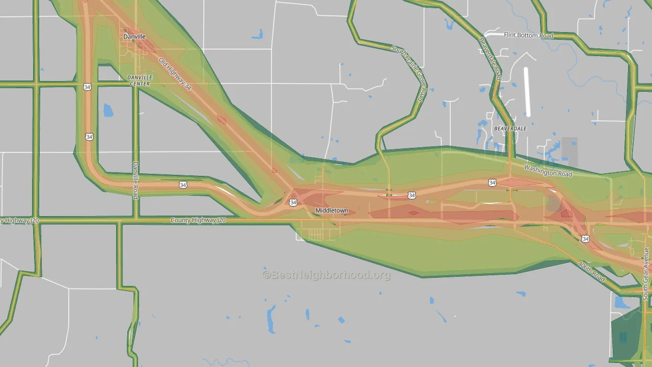 52638, IA Map of Noise Levels in 52638