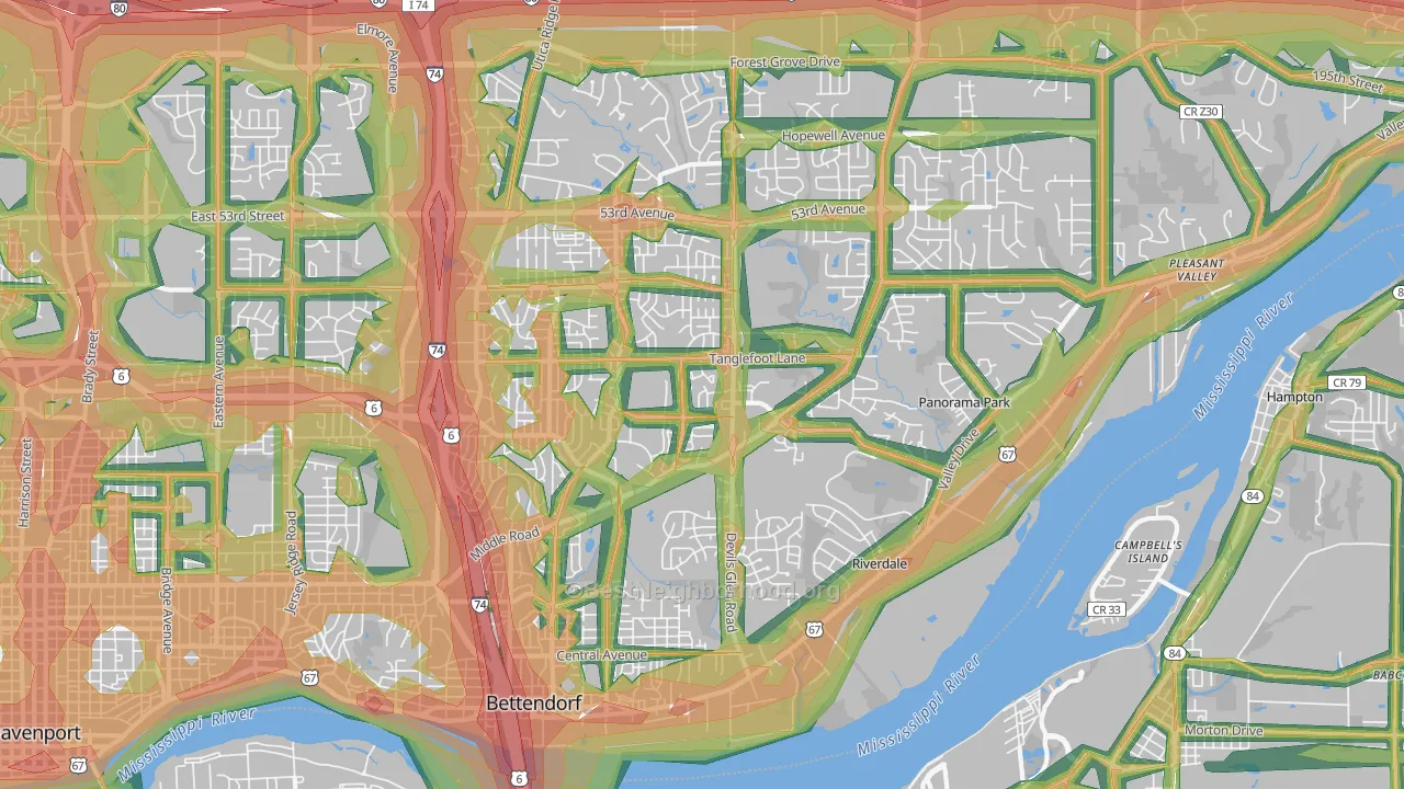 52722, IA Map of Noise Levels in 52722