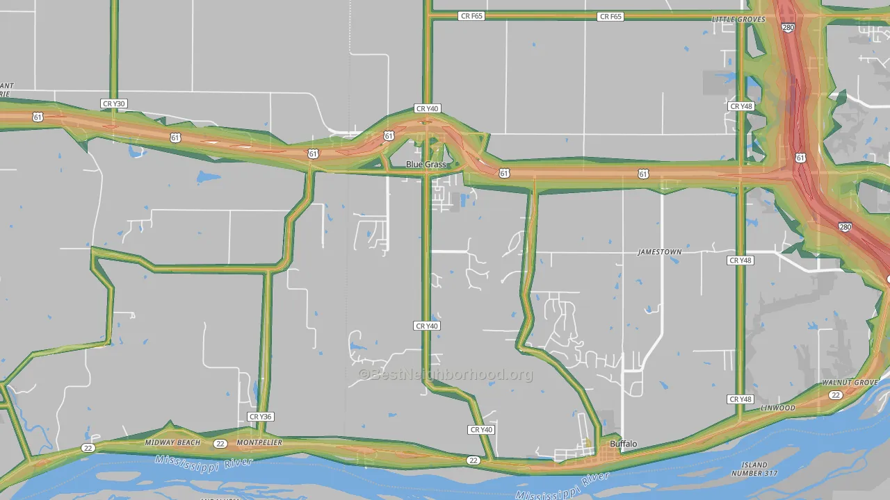 52726, IA Map of Noise Levels in 52726