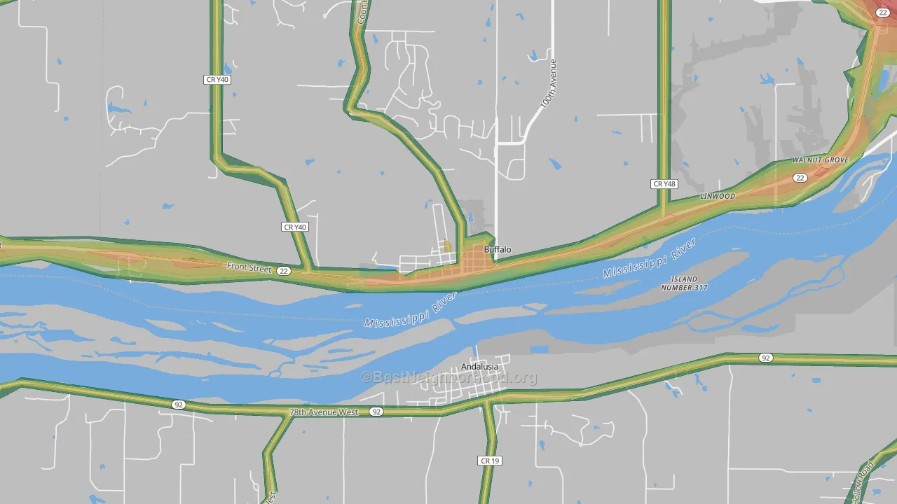52728, IA Map of Noise Levels in 52728