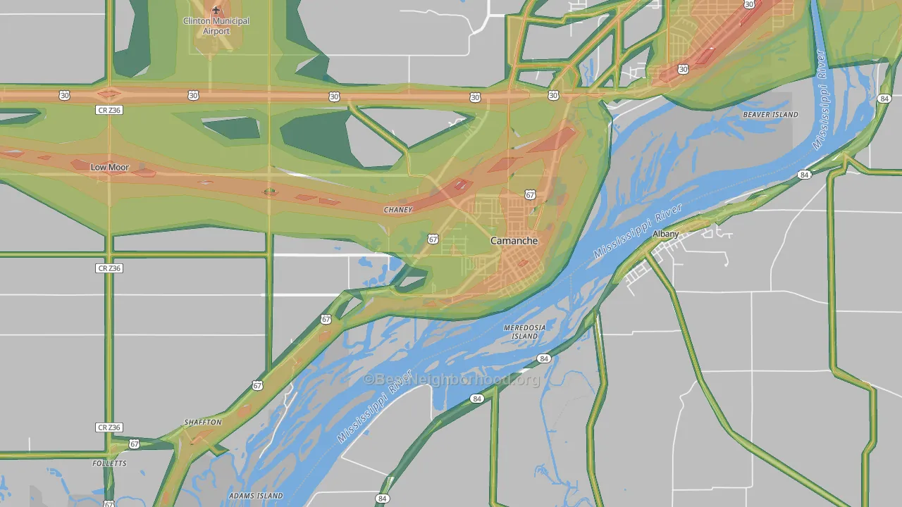 52730, IA Map of Noise Levels in 52730