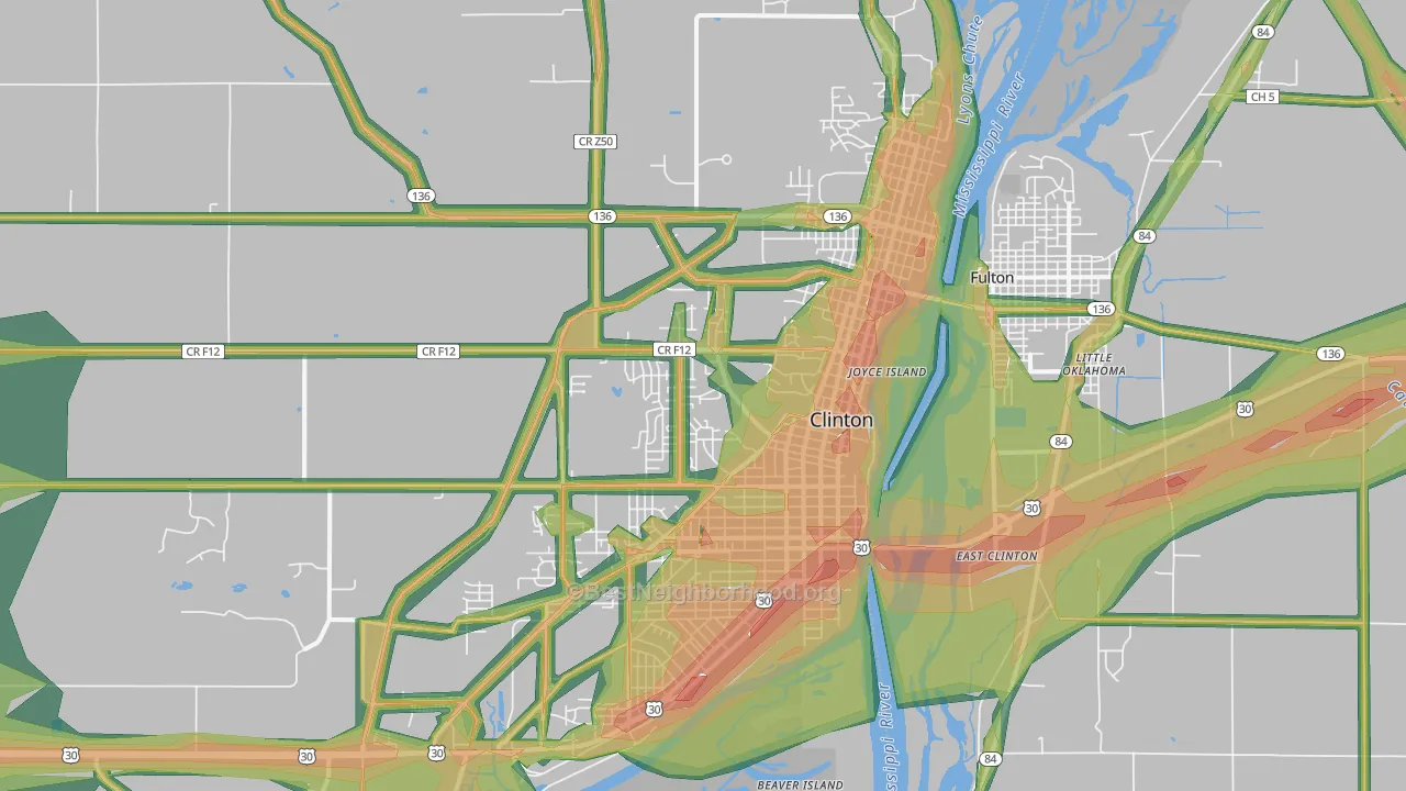52732, IA Map of Noise Levels in 52732