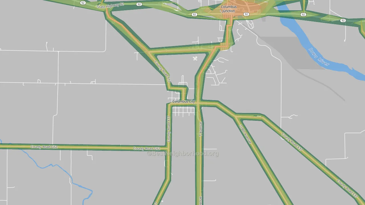 52737, IA Map of Noise Levels in 52737