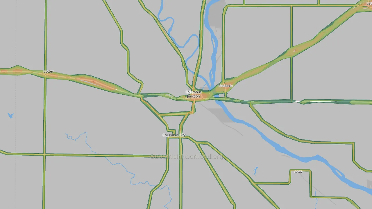 52738, IA Map of Noise Levels in 52738