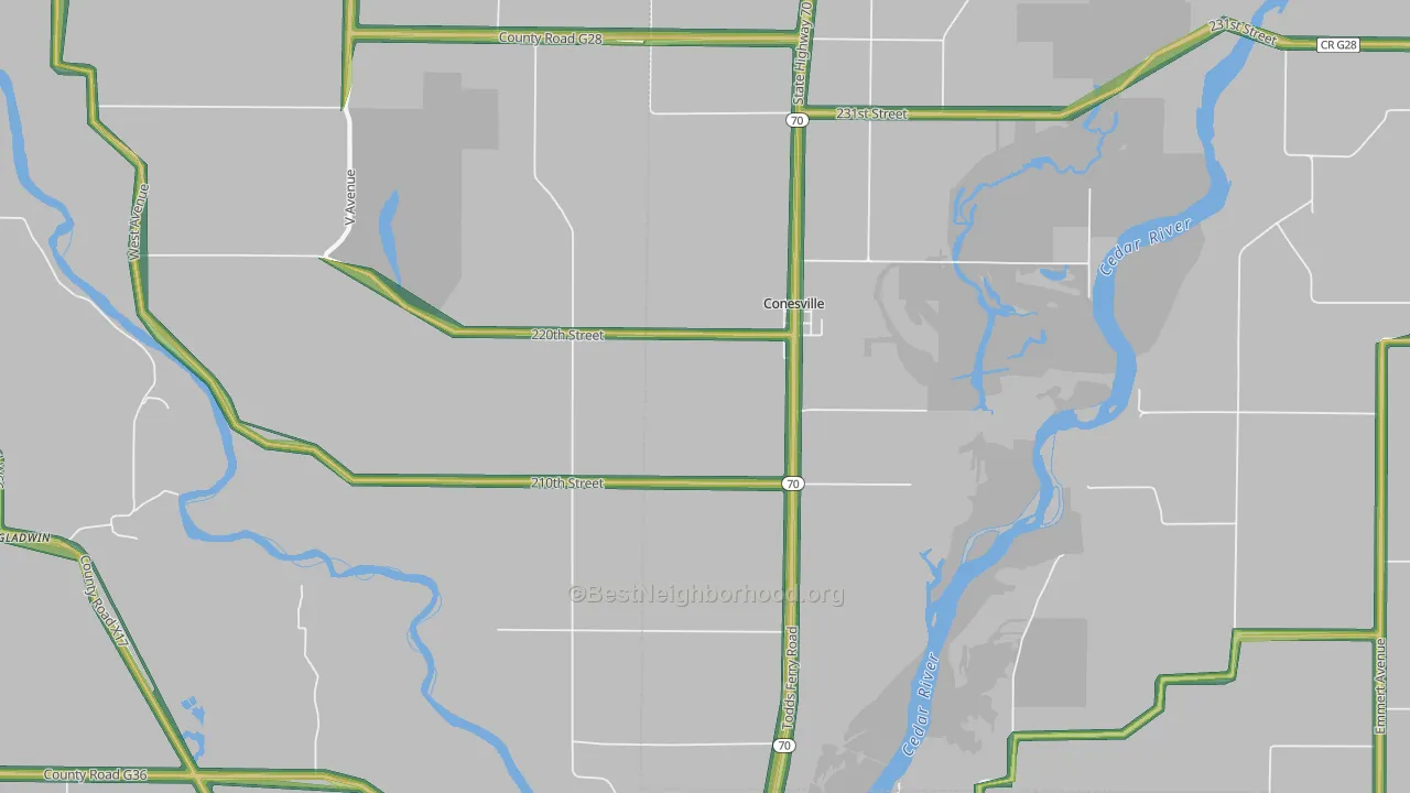 52739, IA Map of Noise Levels in 52739