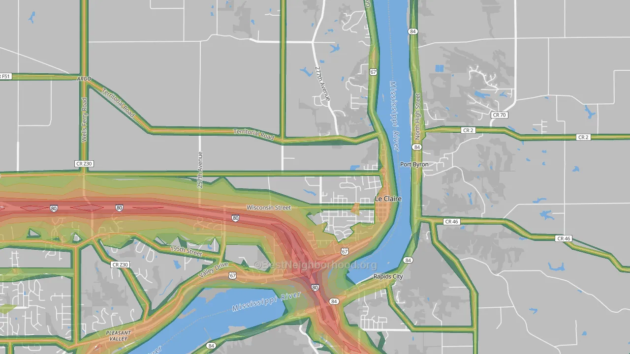 52753, IA Map of Noise Levels in 52753