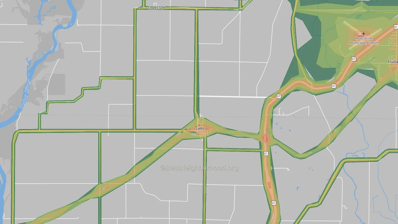52754, IA Map of Noise Levels in 52754