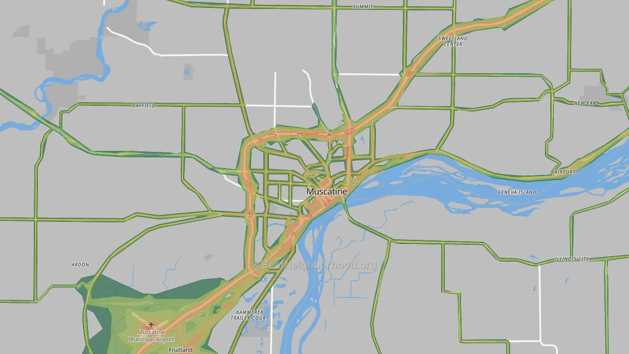 52761, IA Map of Noise Levels in 52761