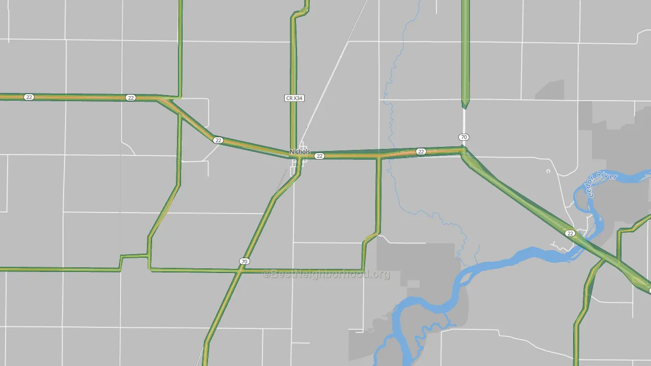 52766, IA Map of Noise Levels in 52766