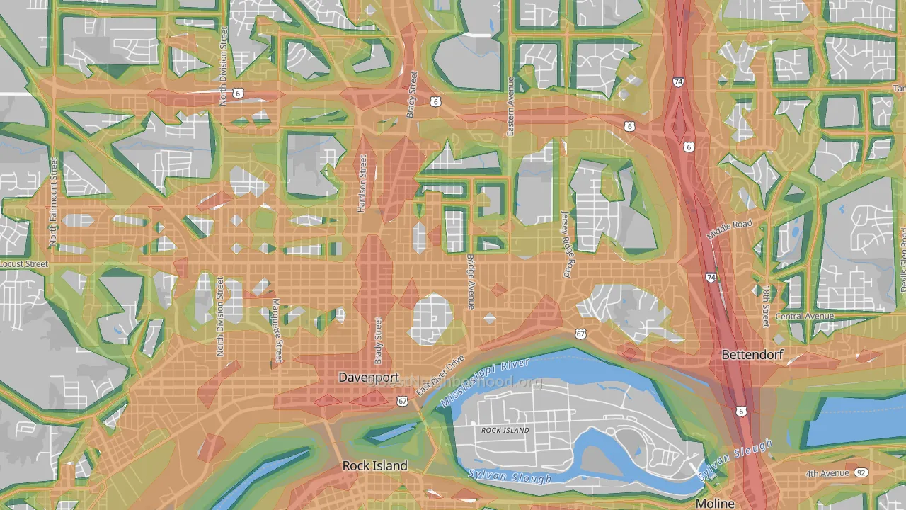 52803, IA Map of Noise Levels in 52803