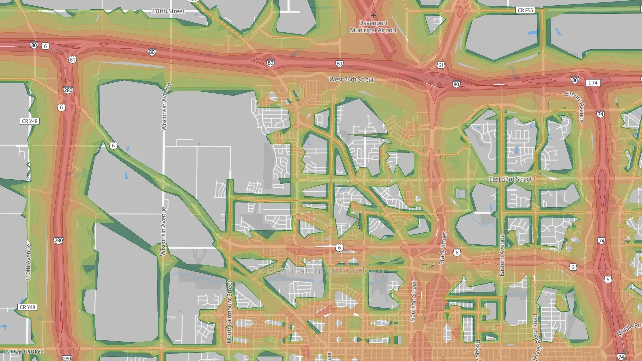 52806, IA Map of Noise Levels in 52806