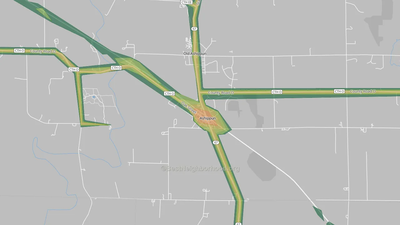 53003, WI Map of Noise Levels in 53003