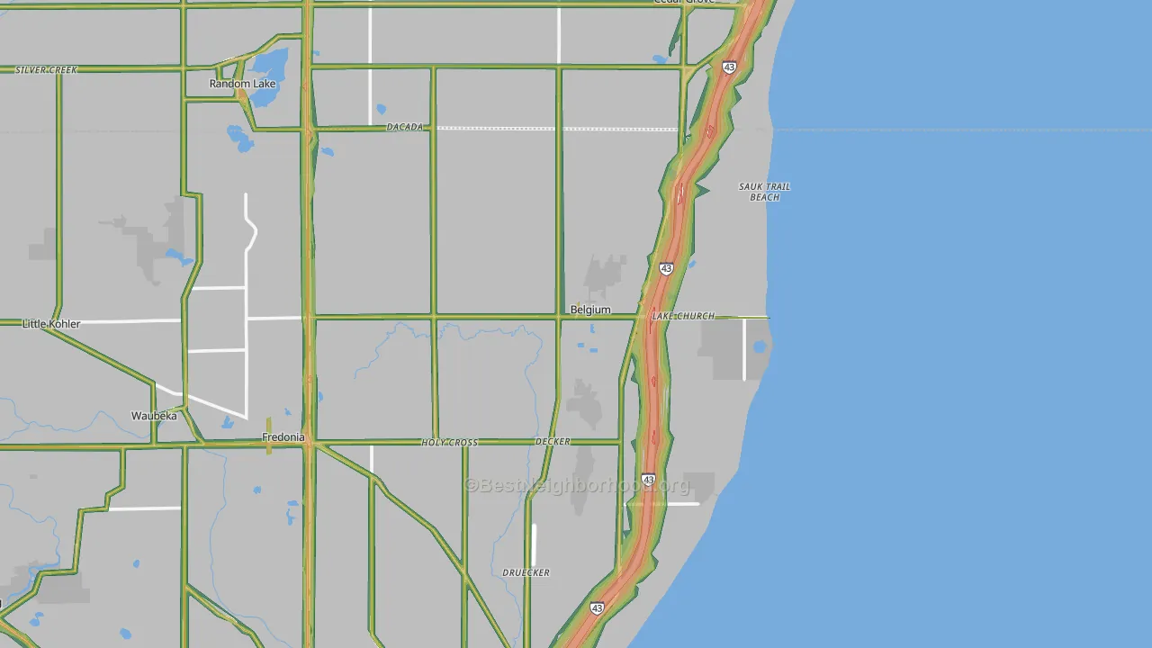 53004, WI Map of Noise Levels in 53004
