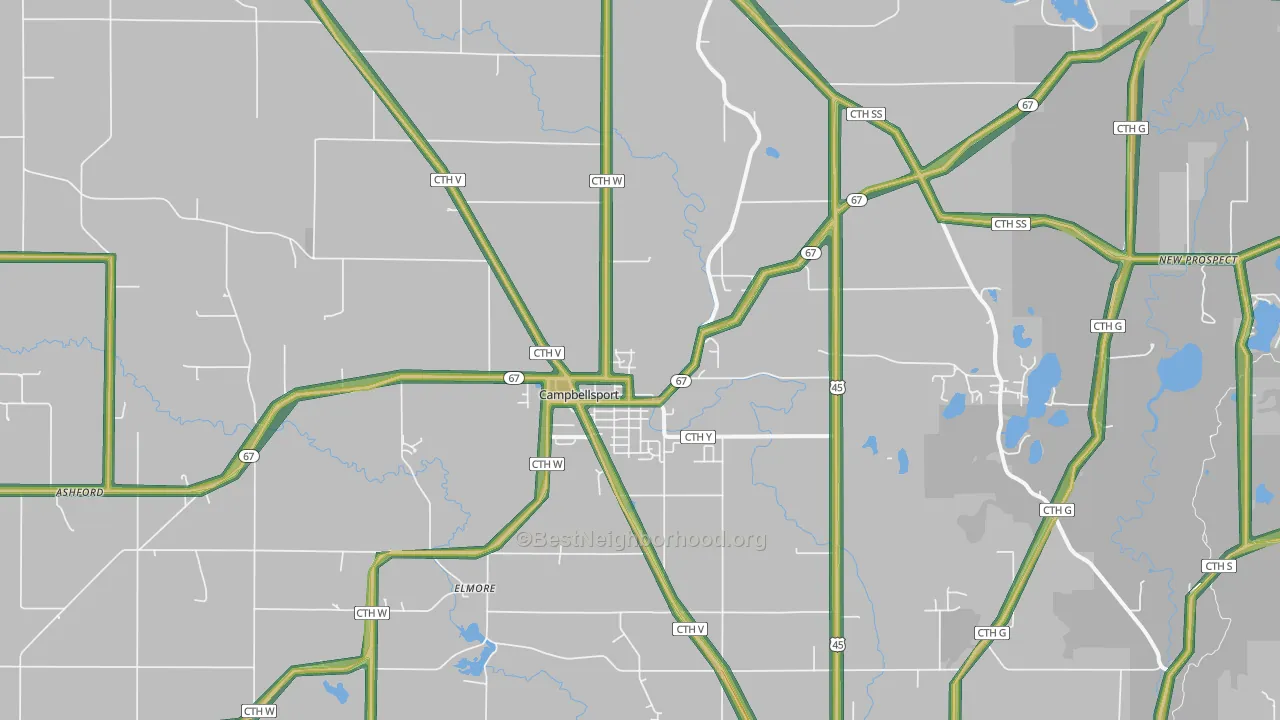 53010, WI Map of Noise Levels in 53010