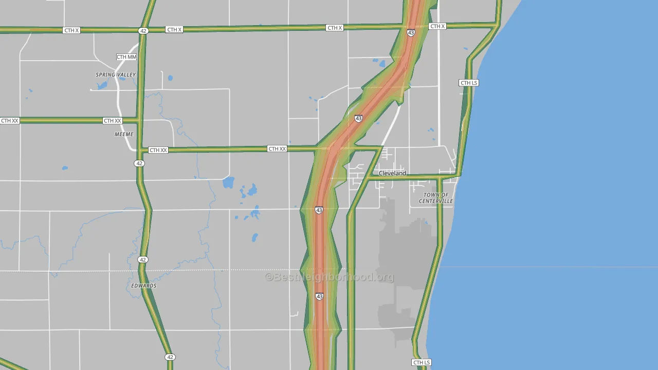 53015, WI Map of Noise Levels in 53015