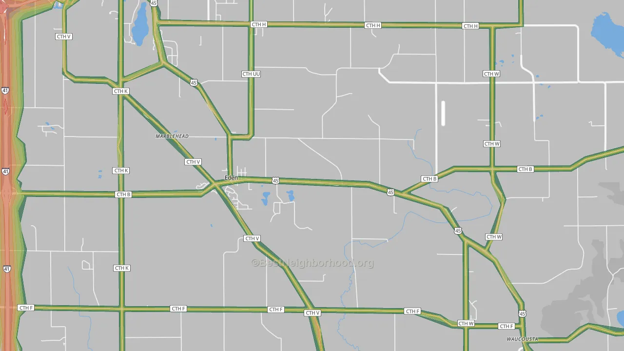 53019, WI Map of Noise Levels in 53019