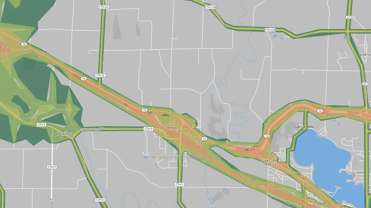 53036, WI Map of Noise Levels in 53036