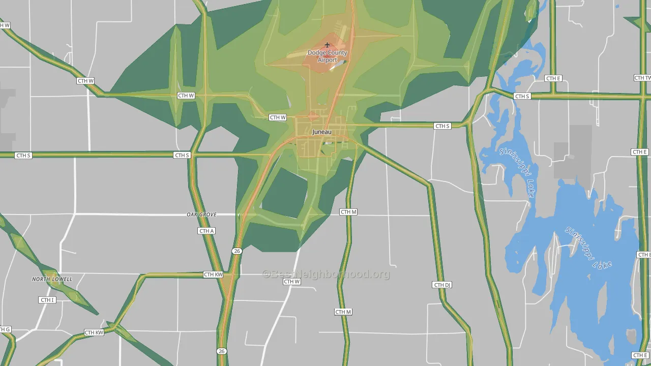 53039, WI Map of Noise Levels in 53039