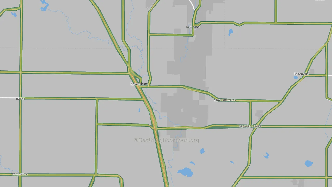 53040, WI Map of Noise Levels in 53040