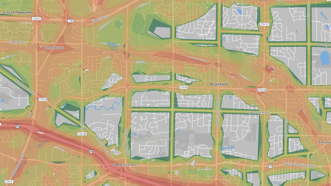 53045, WI Map of Noise Levels in 53045