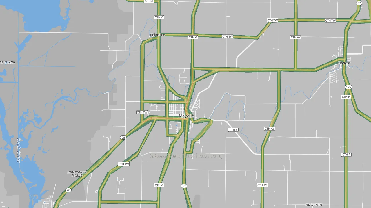 53050, WI Map of Noise Levels in 53050