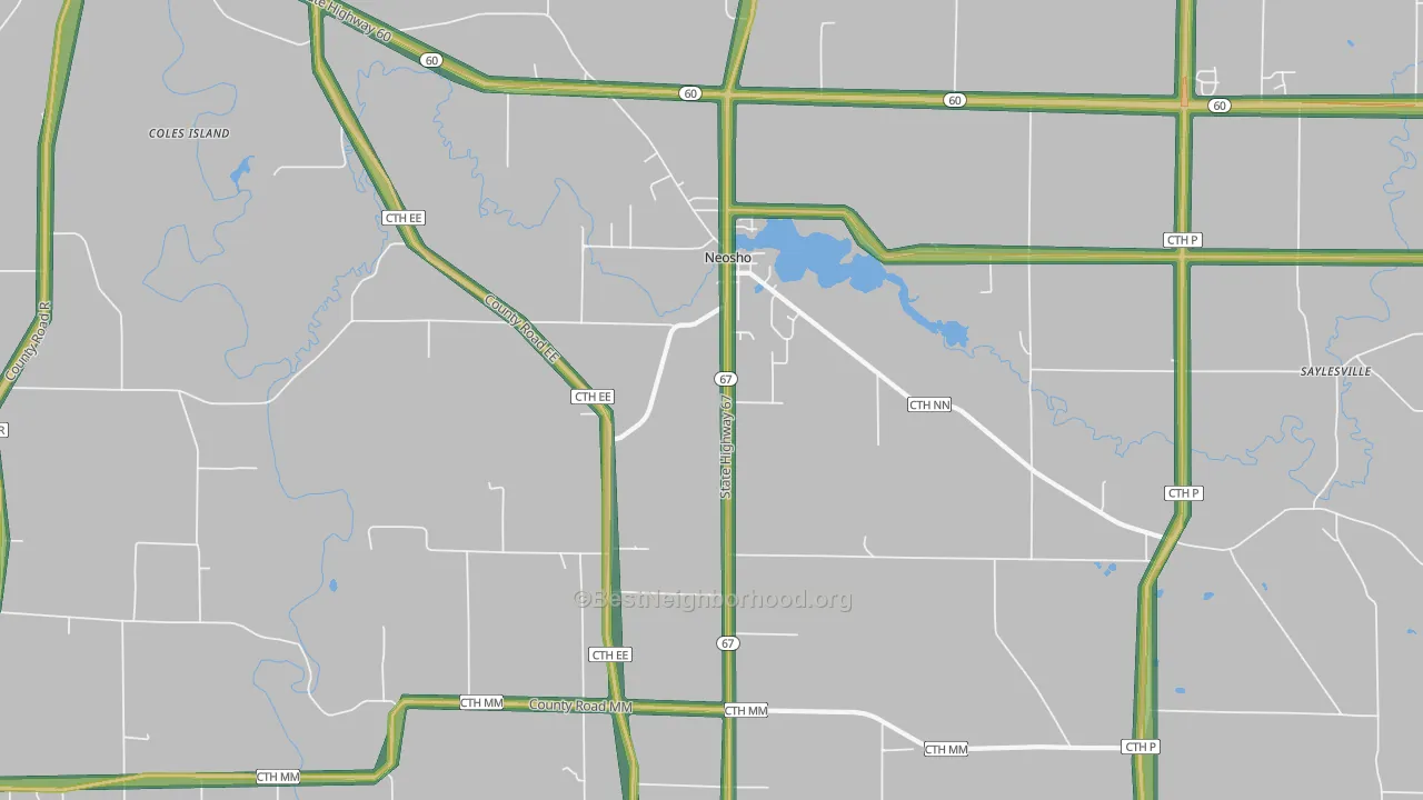 53059, WI Map of Noise Levels in 53059